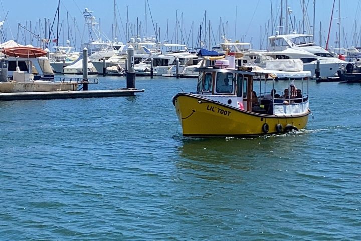 a small boat in a large body of water